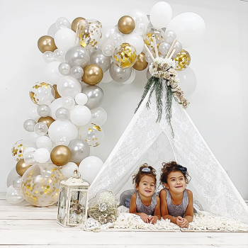 120 pcs Balloon Arch Garland Kit 12 Inch Latex Balloons with Gold Confetti