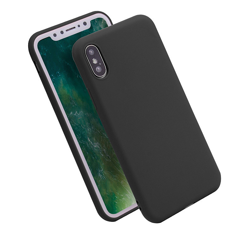 Soft TPU Frosted Case Slim Fit Rubber Silicone Full Protective Phone Case Cover for iPhone X/XS - Black