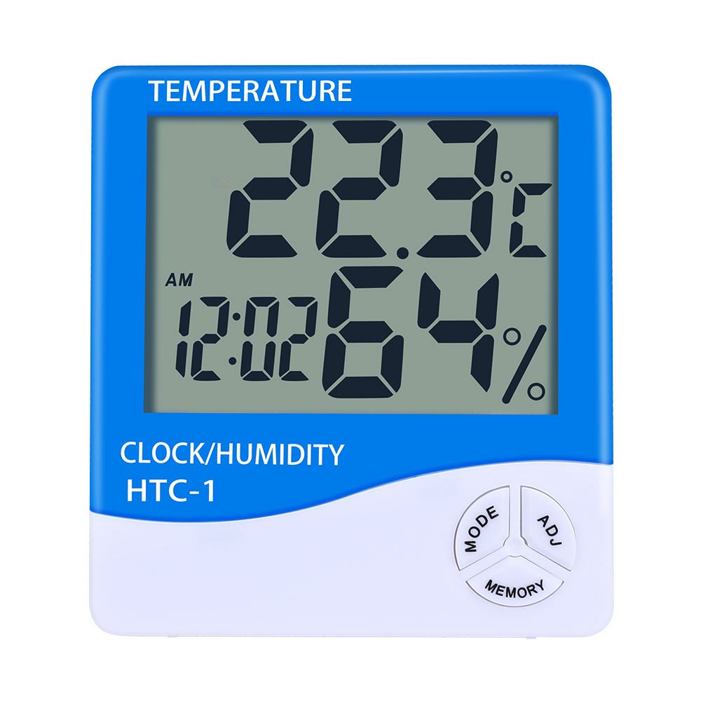 Digital LCD Thermometer Hygrometer Humidity Meter Room Indoor Temperature Clock - Blue