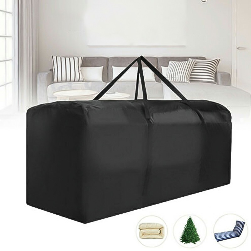 Outdoor Cushion Dustproof Cover Storage Bag Garden Furniture Covers 173x76x51cm - Black