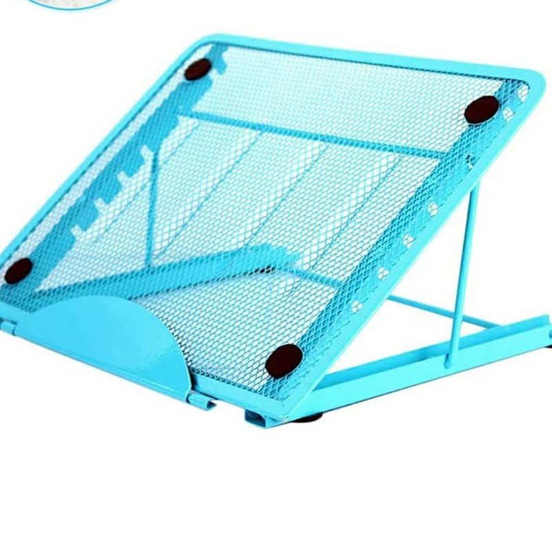 Portable Adjustable Folding Mesh Laptop Stand Desktop iPad Holder - Blue