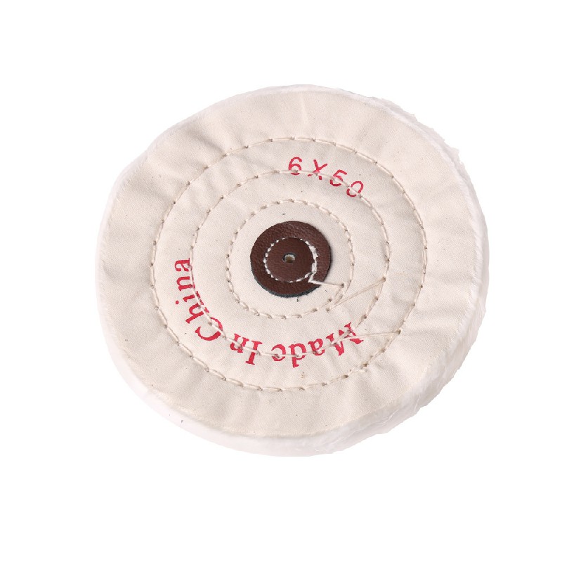 150MM 6 Inch Spiral Stitched Cotton Buffing Polishing Wheel Mop Bench Grinder - inner diameter 16MM
