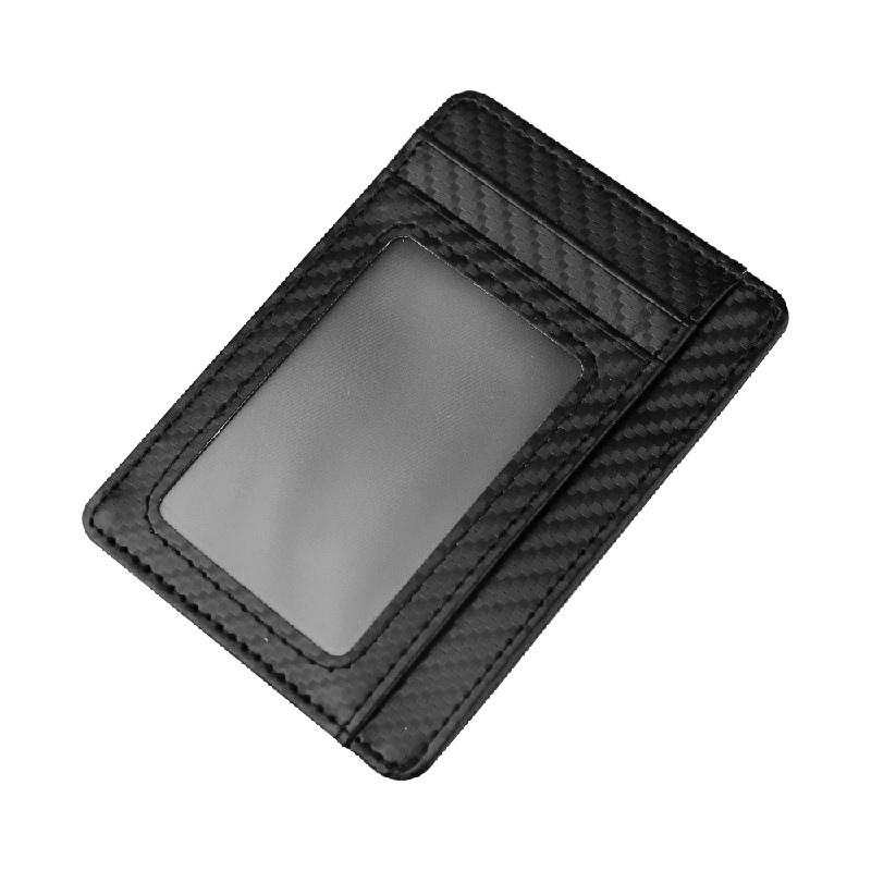 Men Anti-scan leather Slim ID Credit Card Holder RFID Blocking Thin Wallet - Black