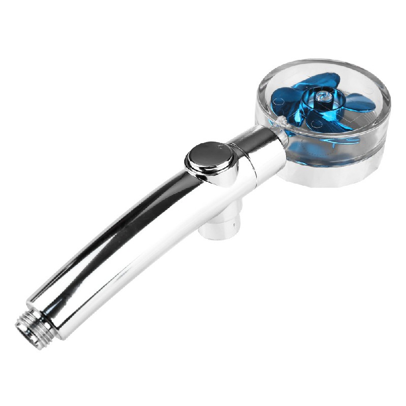 High Pressure Spray Shower Head 360 degree Rotatable Water Saving One-press Design - Blue