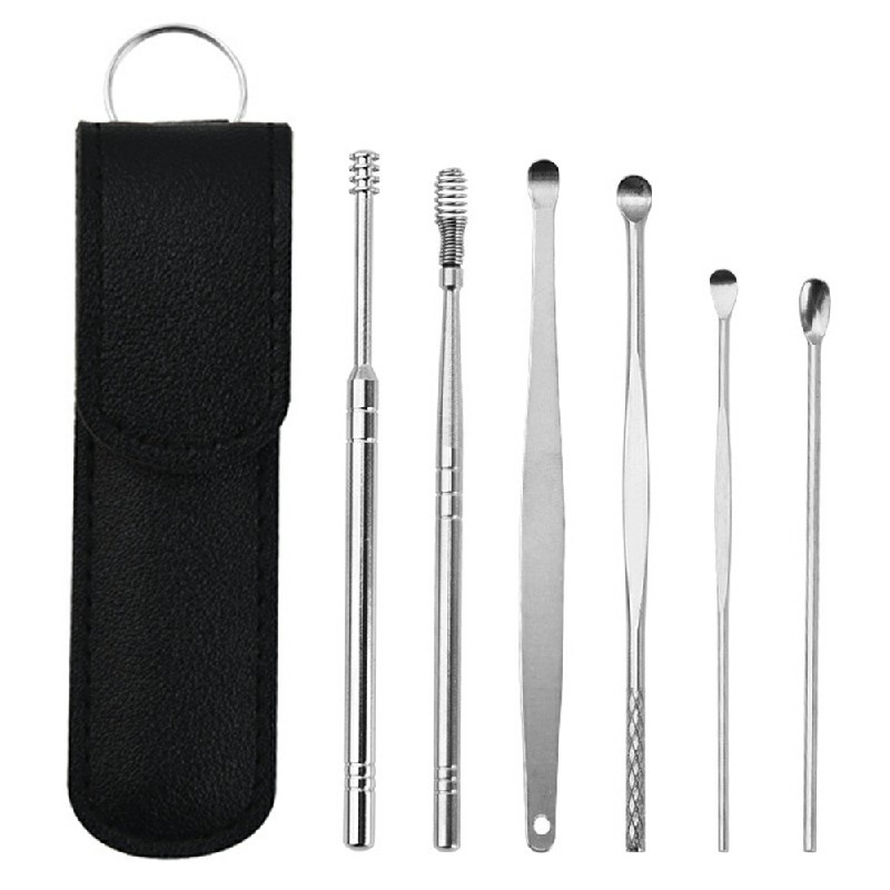 6 Piece Ear Wax Removal Kit Ear Canal Safe Cleaning Tools Stainless Steel Set