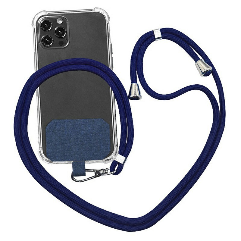 Universal Cross Body Nylon Patch Phone Lanyard Mobile Phone Strap Lanyard - Deep Blue