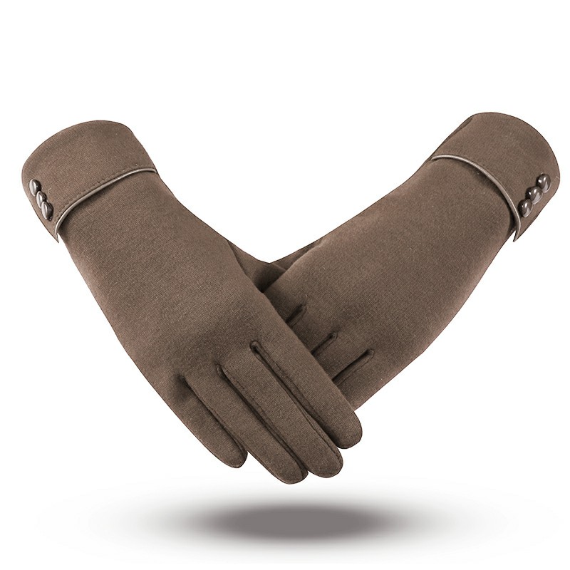 Finger Touch Screen Winter Gloves Women Warm Thick Fleece Lined Thermal for Ladies - Khaki