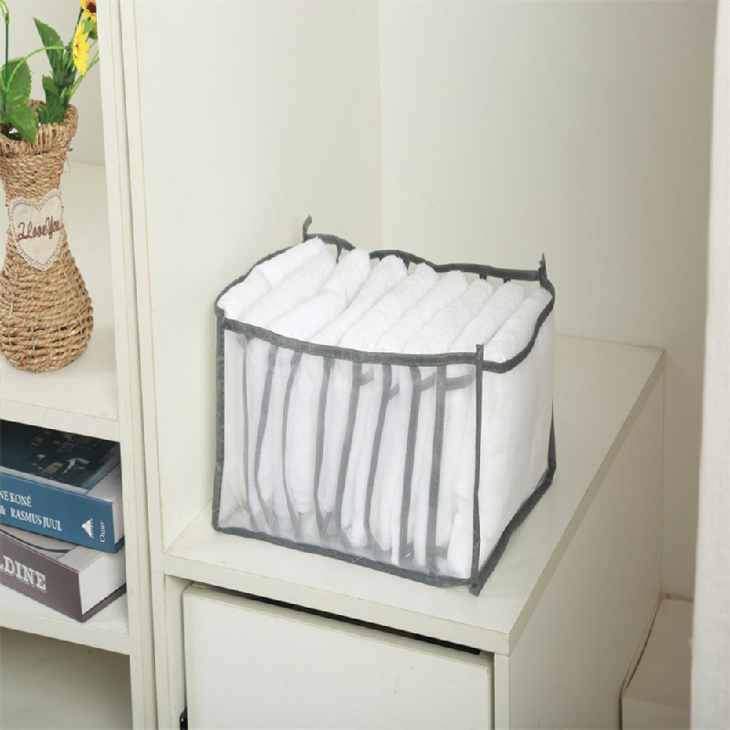 Clothes Storage Bags Foldable Organizer Wardrobe Cube Closet Boxes Compartment for Pants 7 Grids