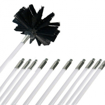 Flexible Chimney Sweep Set Flue Sweeping Brush and Rod Kit Soot Cleaning Rods